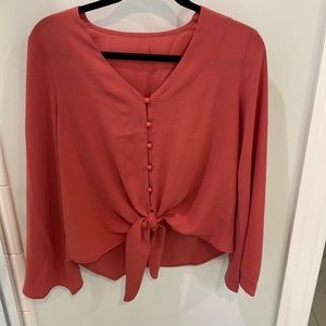 Front button and tie blouse